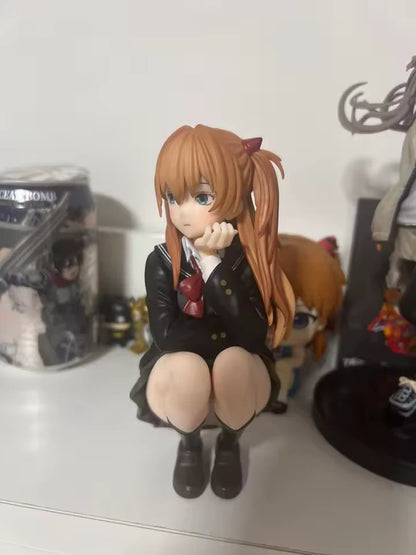 Asuka Squatting Neon Genesis Evangelion Anime Kawaii Figure PVC 5.2 in [Boxed]
