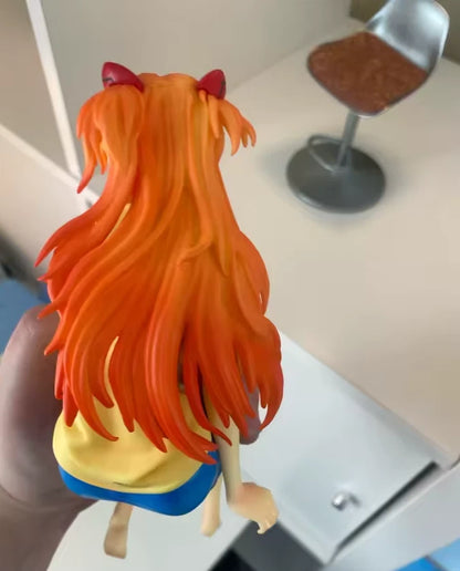 Asuka Sohryu Sitting Neon Genesis Evangelion Anime Figure PVC 9" [No Box]