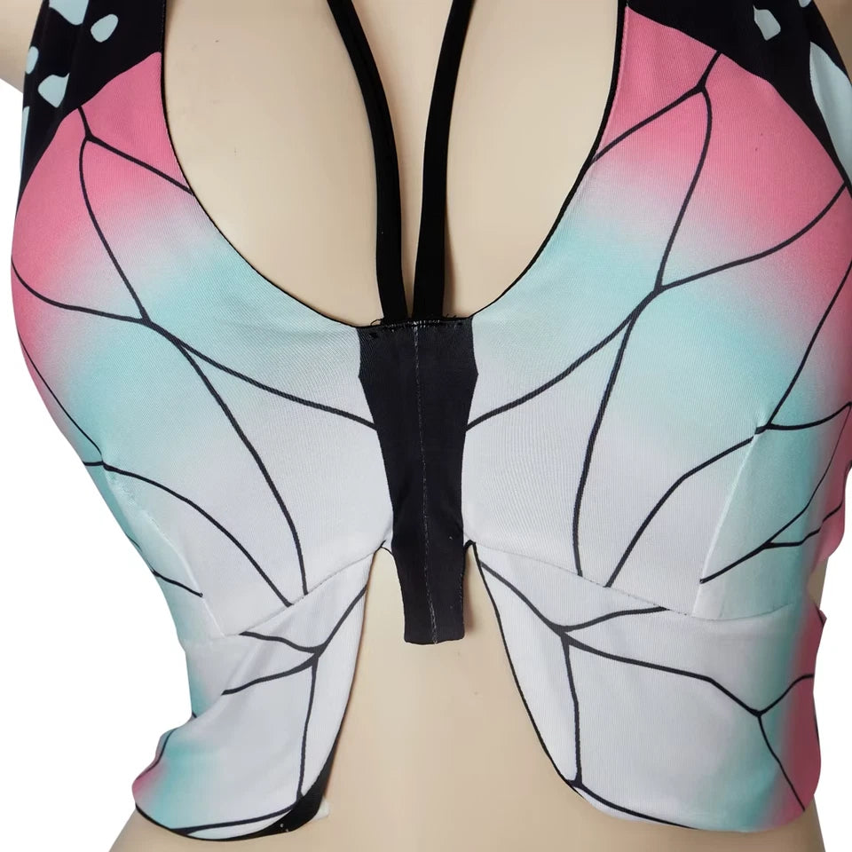 Shinobu Kocho Cosplay Demon Slayer Anime Bra Top Bikini Swimsuit