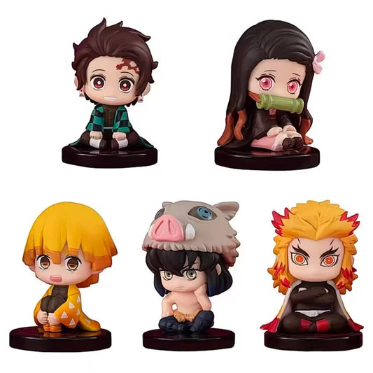 Hashira Tanjiro Inosuke Demon Slayer Anime Figurines PVC 2" [No Box : 5 pc Set]