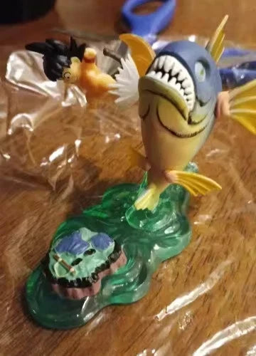 Childhood Goku vs Fish Dragon Ball Z Anime Figure Model Statue PVC 2.5" [No Box]