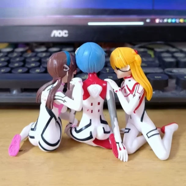 Asuka, Rei Ayanami, Mari Illustrious Neon Genesis Evangelion Anime Figures PVC 4" [No Box, 3 pc set]