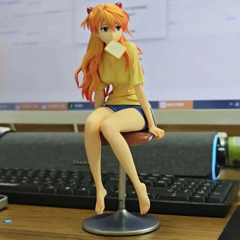 Asuka Sohryuu Sitting Neon Genesis Evangelion Anime Kawaii Figure PVC 9.2" [Boxed]