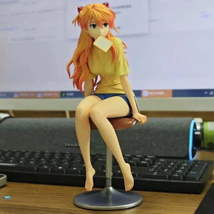 Asuka Sohryuu Sitting Neon Genesis Evangelion Anime Kawaii Figure PVC 9.2" [Boxed]