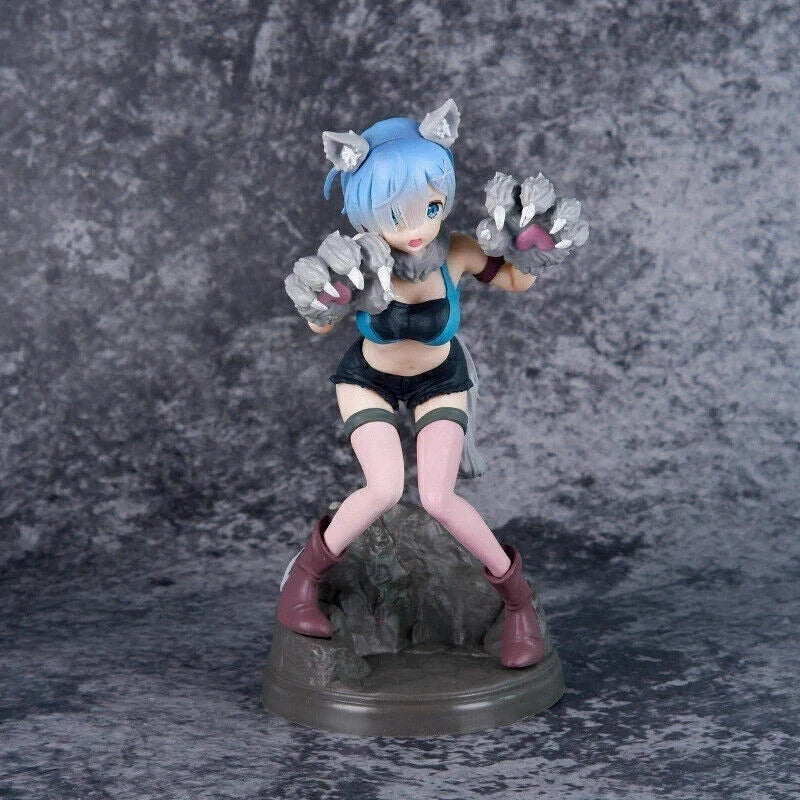 Rem Grey Wolf Re: Zero Kawaii Anime Figure Model Statue PVC 7" [No Box]