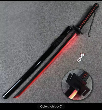 Led Luminous Bleach Katana Ichigo Rukia Sword Cosplay Light up 41"