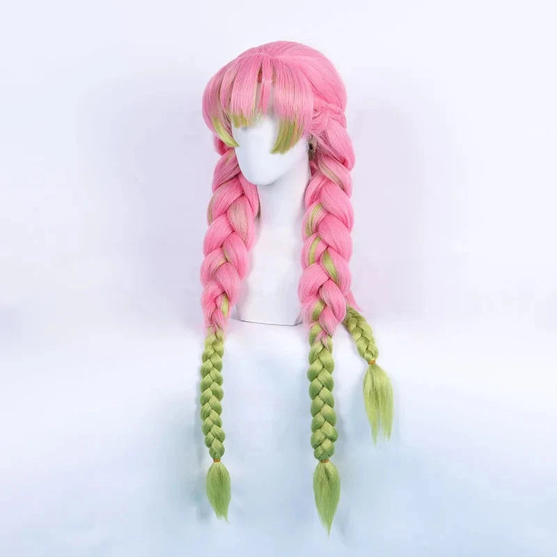 Mitsuri Kanroji Love Hashira Cosplay Wig 30"  Long Hair Heat Resistant - Synthetic