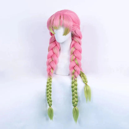Mitsuri Kanroji Love Hashira Cosplay Wig 30"  Long Hair Heat Resistant - Synthetic