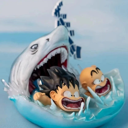 Childhood Goku & Krillin Shark Attack Dragon Ball Anime Figure PVC 2.5" [No Box]