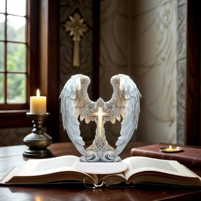 Fallen Angel Winged Cross Beautiful Ornament 2D Acrylic Stand 8.27 in