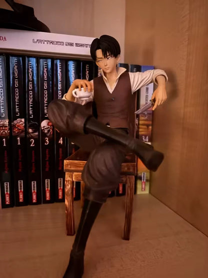 Levi Ackerman Sitting Ver. Attack on Titan Anime Figure Model Statue PVC 7.4" [No Box]