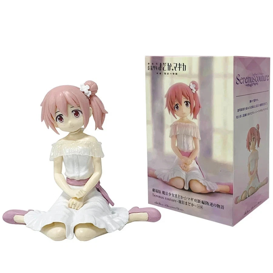 Madoka Kaname Sitting Puella Magi Madoka Magica Cute Anime Figure PVC 4" [Boxed]