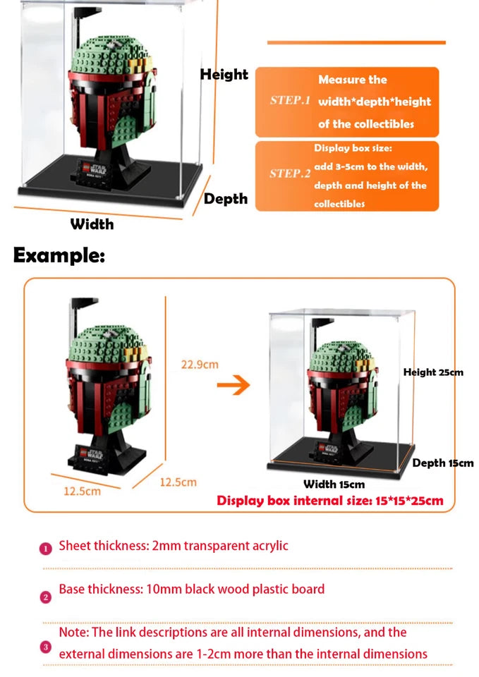 Mirror Openable Door Acrylic Display Case Dustproof Box