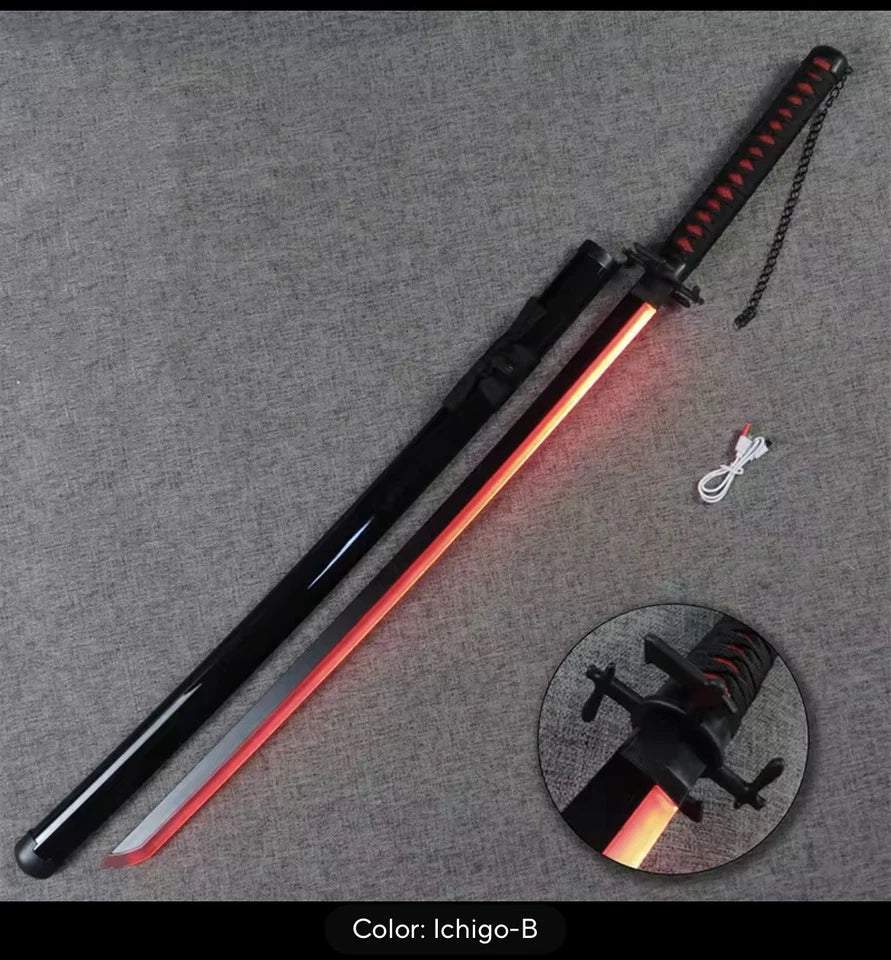 Led Luminous Bleach Katana Ichigo Rukia Sword Cosplay Light up 41"