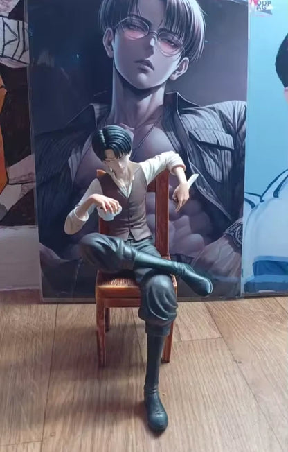 Levi Ackerman Sitting Ver. Attack on Titan Anime Figure Model Statue PVC 7.4" [No Box]