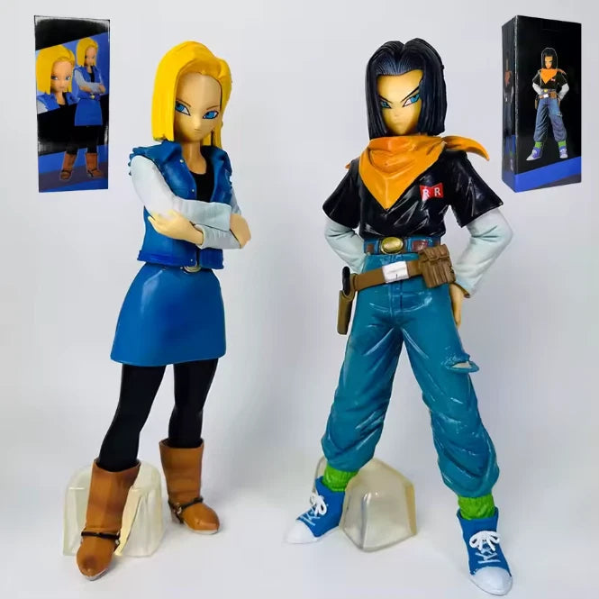 Android 18 & Android 17 Dragon Ball Z Anime Figure Model Statue PVC 9" [Boxed]