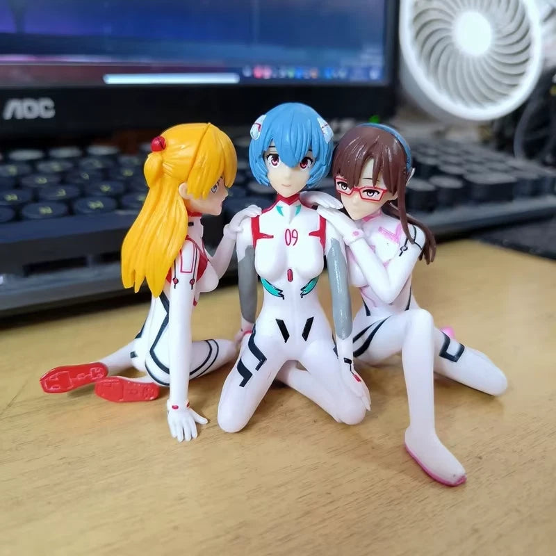 Asuka, Rei Ayanami, Mari Illustrious Neon Genesis Evangelion Anime Figures PVC 4" [No Box, 3 pc set]