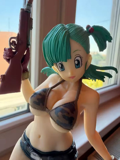 Bulma Army Bikini Dragon Ball Z Kawaii Anime Figure Model Statue PVC 7" [Boxed]