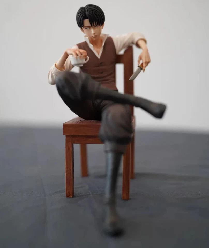 Levi Ackerman Sitting Ver. Attack on Titan Anime Figure Model Statue PVC 7.4" [No Box]