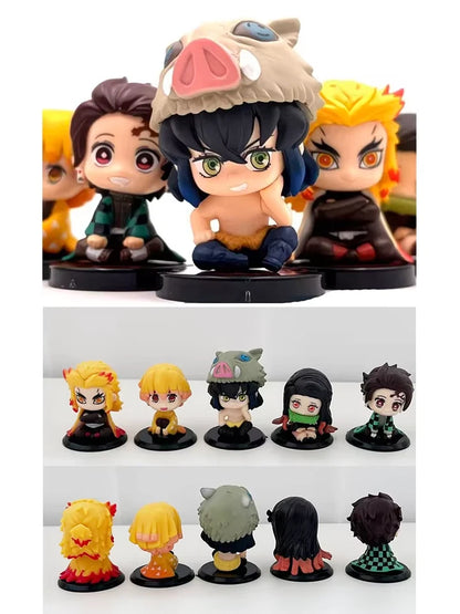 Hashira Tanjiro Inosuke Demon Slayer Anime Figurines PVC 2" [No Box : 5 pc Set]