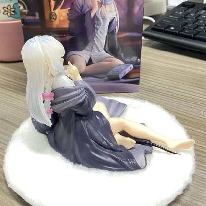 Elaina Resting Wandering Witch Kawaii Desktop Anime Figure Model PVC 4" [Boxed]