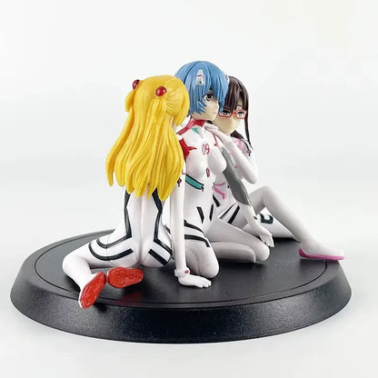 Asuka, Rei Ayanami, Mari Illustrious Neon Genesis Evangelion Anime Figures PVC 4" [No Box, 3 pc set]