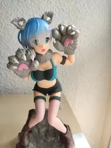 Rem Grey Wolf Re: Zero Kawaii Anime Figure Model Statue PVC 7" [No Box]