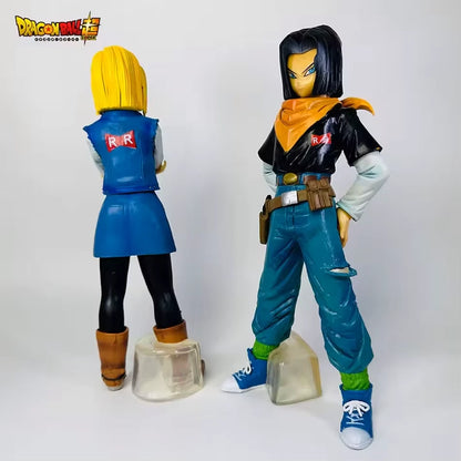 Android 18 & Android 17 Dragon Ball Z Anime Figure Model Statue PVC 9" [Boxed]