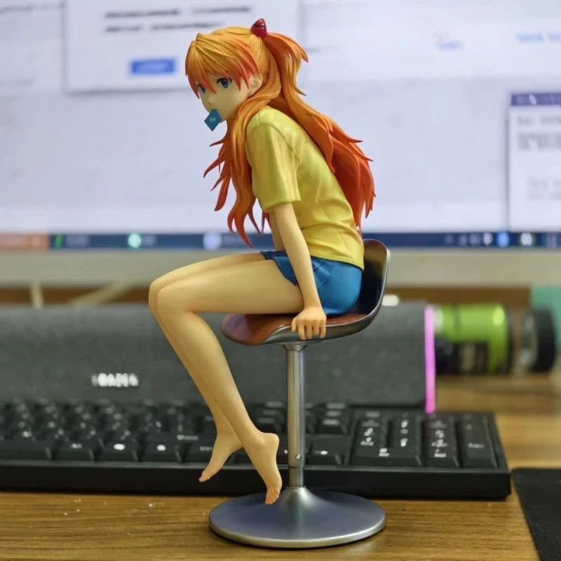 Asuka Sohryuu Sitting Neon Genesis Evangelion Anime Kawaii Figure PVC 9.2" [Boxed]