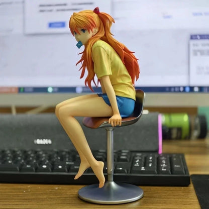 Asuka Sohryuu Sitting Neon Genesis Evangelion Anime Kawaii Figure PVC 9.2" [Boxed]